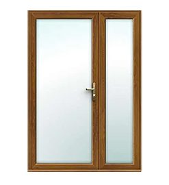 Offset Golden Oak French Doors