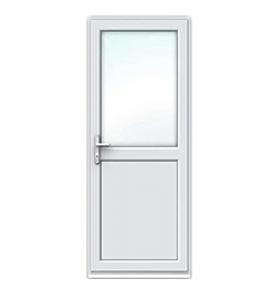 Half Glazed uPVC Single Door - Flat Panel