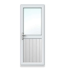 Half Glazed uPVC Single Door - Tongue & Groove Panel