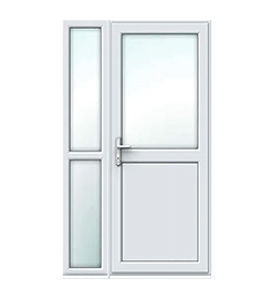 Half Glazed uPVC Single Door - Flat Panel with Midrail Side Panel