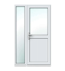 Half Glazed uPVC Single Door - Flat Panel with Side Panel