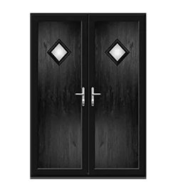 Black French Door with Woodrow Diamond Glazed Panel