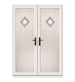 Cream French Door with Woodrow Diamond Glazed Panel