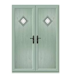 Green Chartwell French Door with Woodrow Diamond Glazed Panel