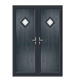 Anthracite Grey French Door with Woodrow Diamond Glazed Panel
