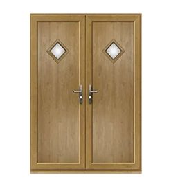 Irish Oak French Door with Woodrow Diamond Glazed Panel