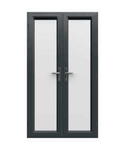 1190mm x 2090mm - Anthracite Grey on White uPVC French Doors