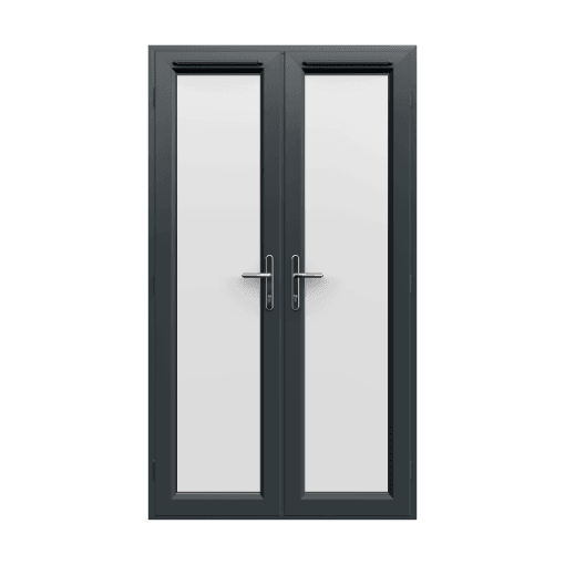 1190mm x 2090mm - Anthracite Grey on White uPVC French Doors