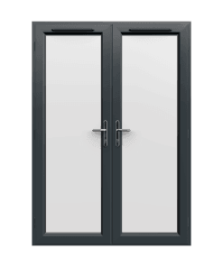 1490mm x 2090mm - Anthracite Grey on White uPVC French Doors