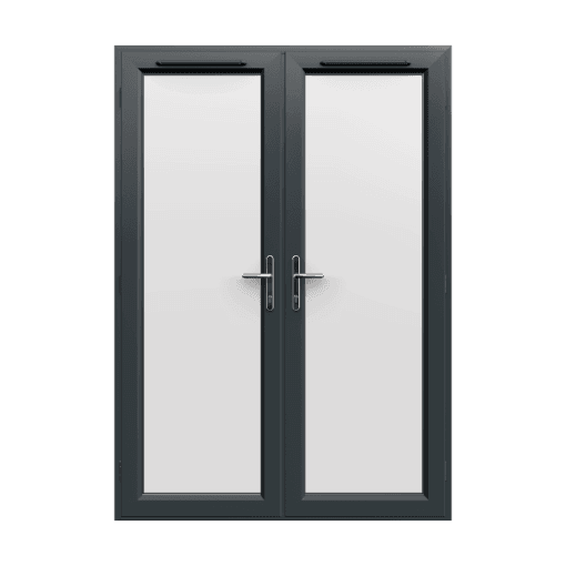 1490mm x 2090mm - Anthracite Grey on White uPVC French Doors