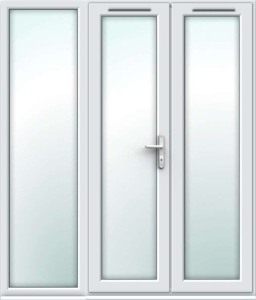 1790mm x 2090mm - White uPVC French Doors with Wide Side Panel - Image 2