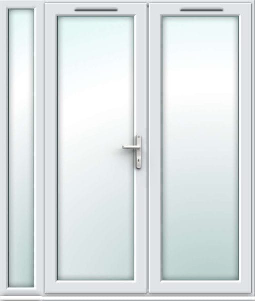 1790mm x 2090mm - White uPVC French Doors with Narrow Side Panel - Image 2