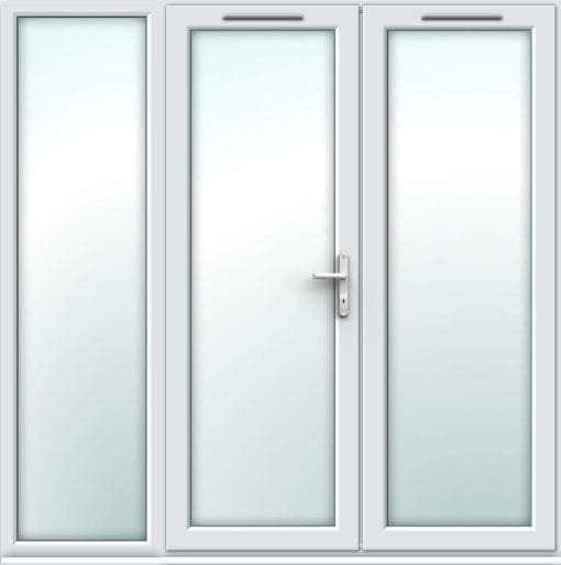 2390mm x 2090mm - White uPVC French Doors with Wide Side Panel - Image 2