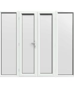 2390mm x 2090mm - White uPVC French Doors with Wide Side Panels