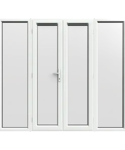 2390mm x 2090mm - White uPVC French Doors with Wide Side Panels