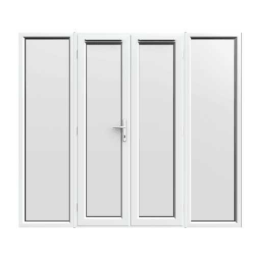 2390mm x 2090mm - White uPVC French Doors with Wide Side Panels