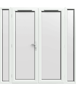 2090mm x 2090mm - White uPVC French Doors with Narrow Side Panels