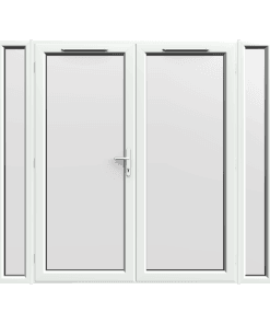 2390mm x 2090mm - White uPVC French Doors with Narrow Side Panels