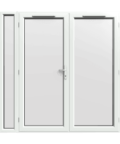 2090mm x 2090mm - White uPVC French Doors with Narrow Side Panel