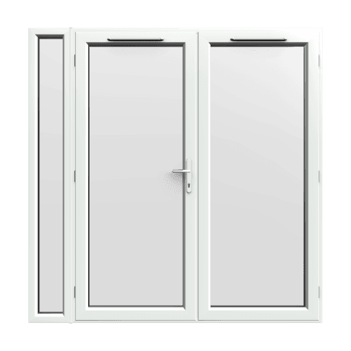 2090mm x 2090mm - White uPVC French Doors with Narrow Side Panel