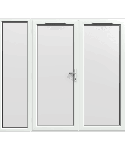 2390mm x 2090mm - White uPVC French Doors with Wide Side Panel