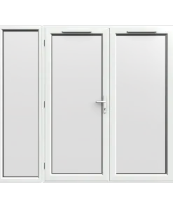 2390mm x 2090mm - White uPVC French Doors with Wide Side Panel