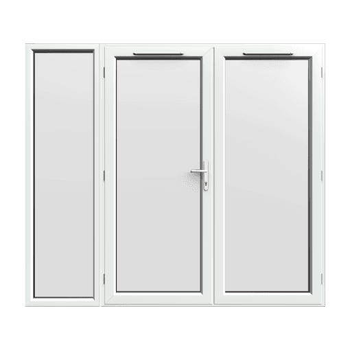 2390mm x 2090mm - White uPVC French Doors with Wide Side Panel