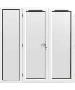 2090mm x 2090mm - White uPVC French Doors with wide Side Panel