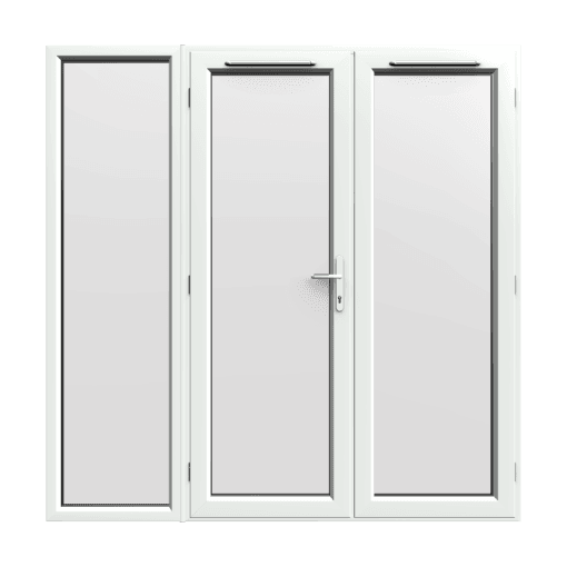 2090mm x 2090mm - White uPVC French Doors with wide Side Panel
