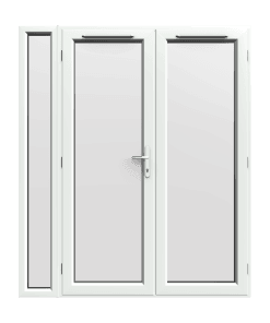1790mm x 2090mm - White uPVC French Doors with Narrow Side Panel