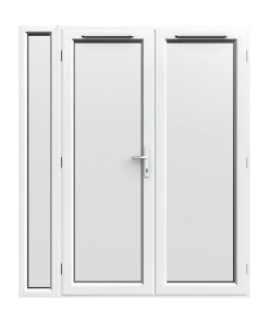 1790mm x 2090mm - White uPVC French Doors with Narrow Side Panel