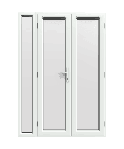 1490mm x 2090mm - White uPVC French Doors with Narrow Side Panel