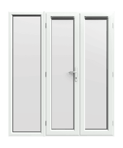 1790mm x 2090mm - White uPVC French Doors with Wide Side Panel