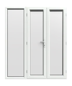 1790mm x 2090mm - White uPVC French Doors with Wide Side Panel