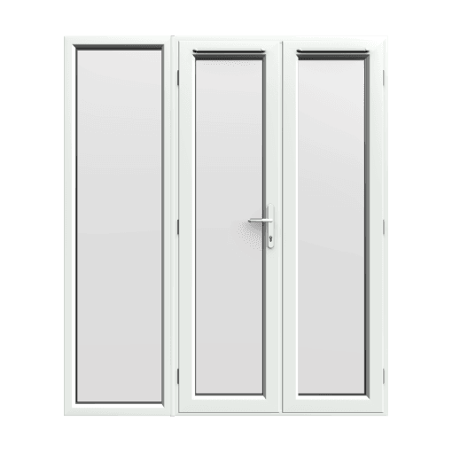 1790mm x 2090mm - White uPVC French Doors with Wide Side Panel