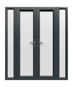 1790mm x 2090mm - Grey-on-White French Doors with Narrow Side Panels