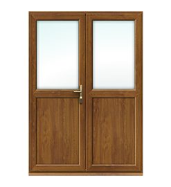 Golden Oak French Door with Half Panel