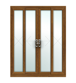 Golden Oak uPVC Sliding 4 Pane Patio Door