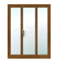 Golden Oak uPVC 3 Pane Sliding Patio Door
