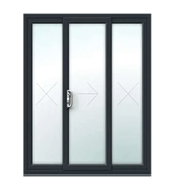 Anthracite Grey uPVC 3 Pane Sliding Patio Door