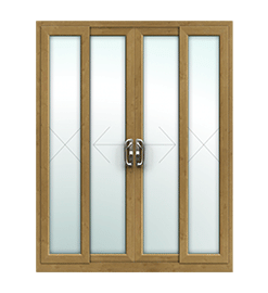 Irish Oak uPVC Sliding 4 Pane Patio Door