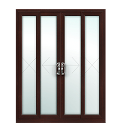 Rosewood uPVC Sliding 4 Pane Patio Door